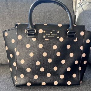 kate spade Black with Pink Polka Dot Leather Satchel